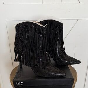 NWT INC International Concepts Sahoj Western Fringe Booties, Size 11